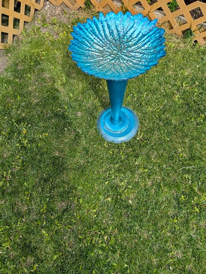22" Handcrafted Upcycled Birdbath