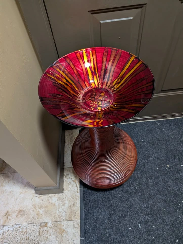 Striking Sunburst Glass Birdbath — 28" x 15" — One-of-One! - photo 2