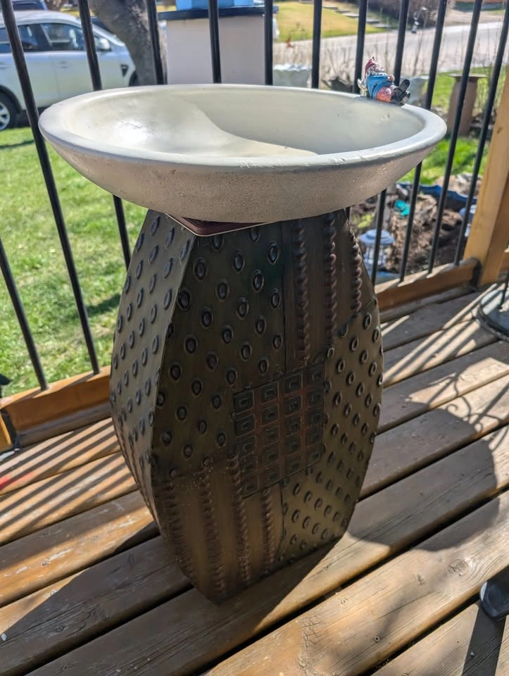 Charming 27" Handcrafted Garden Birdbath— Weighted, Unique & Ful - photo 2