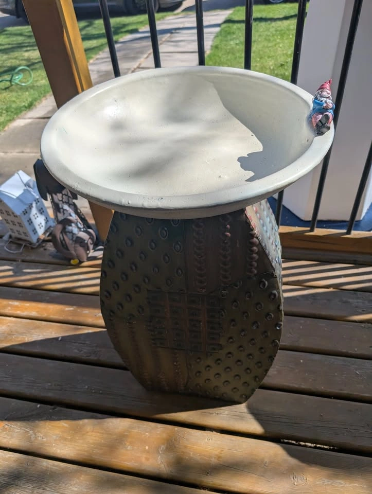 Charming 27" Handcrafted Garden Birdbath— Weighted, Unique & Ful - photo 3