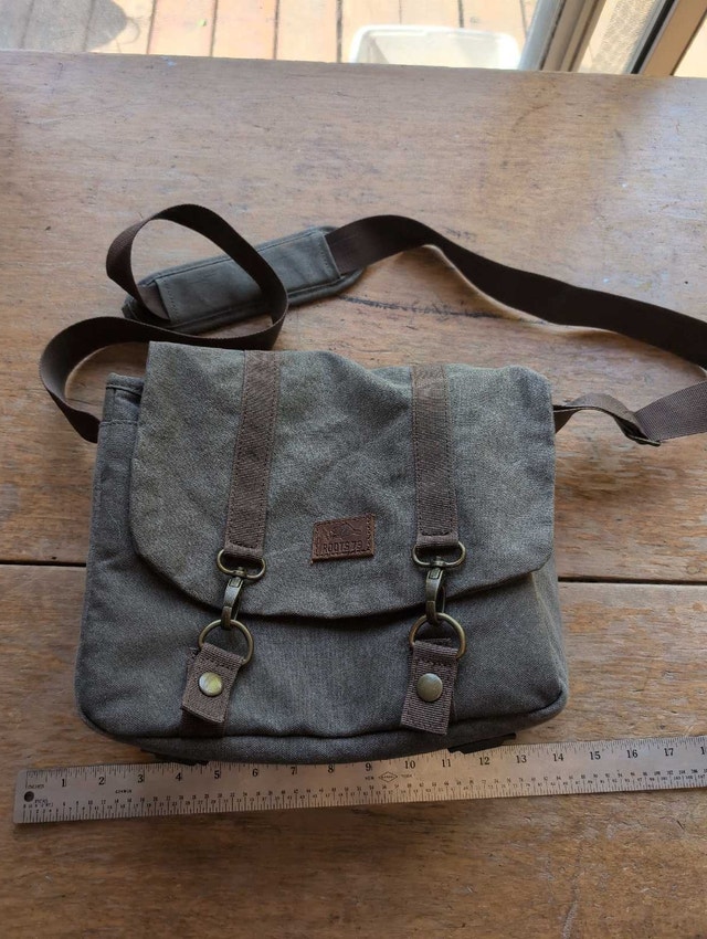 Roots Crossbody Bag brown canvas like material
