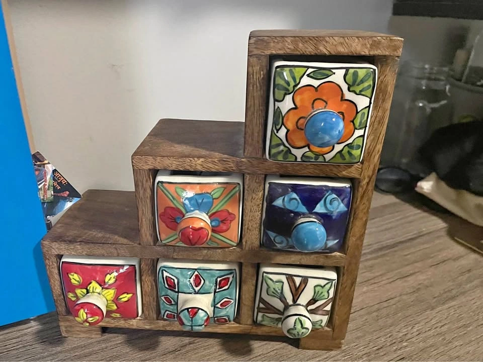 Hand painted ceramic drawers jewelry organizer