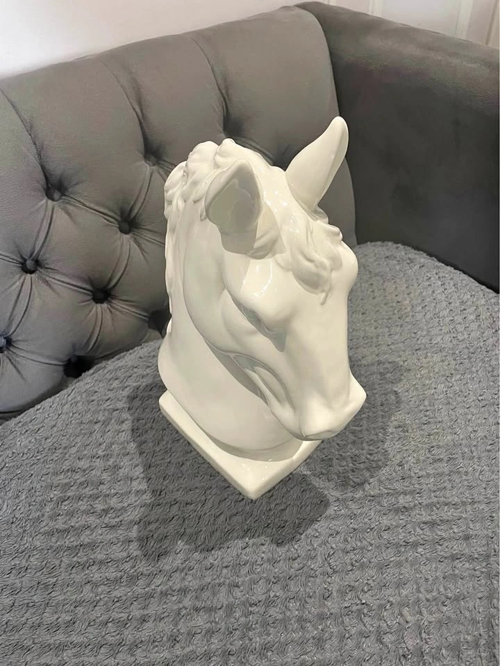 Apropos Home Collection White Ceramic Horse Head Statue