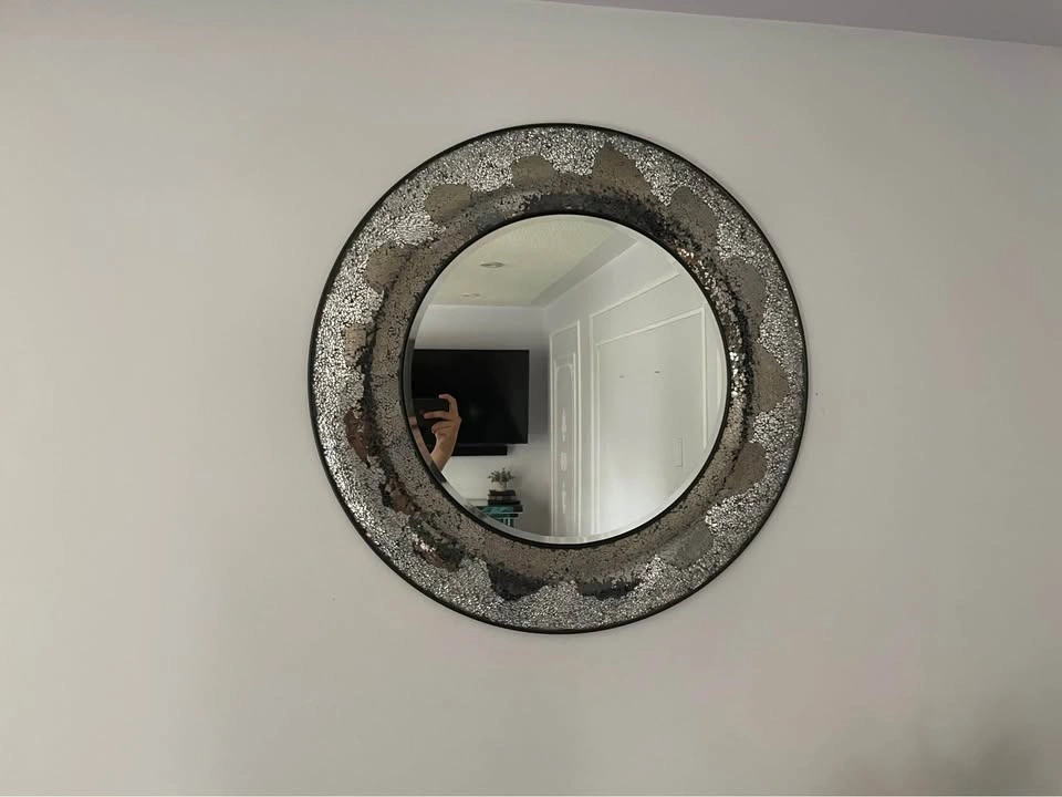 Round Mosaic Crackle Glass Wall Mirror - photo 4