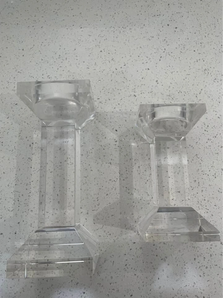 Clear Acrylic Pillar Candle Holders Set of 2 - photo 2