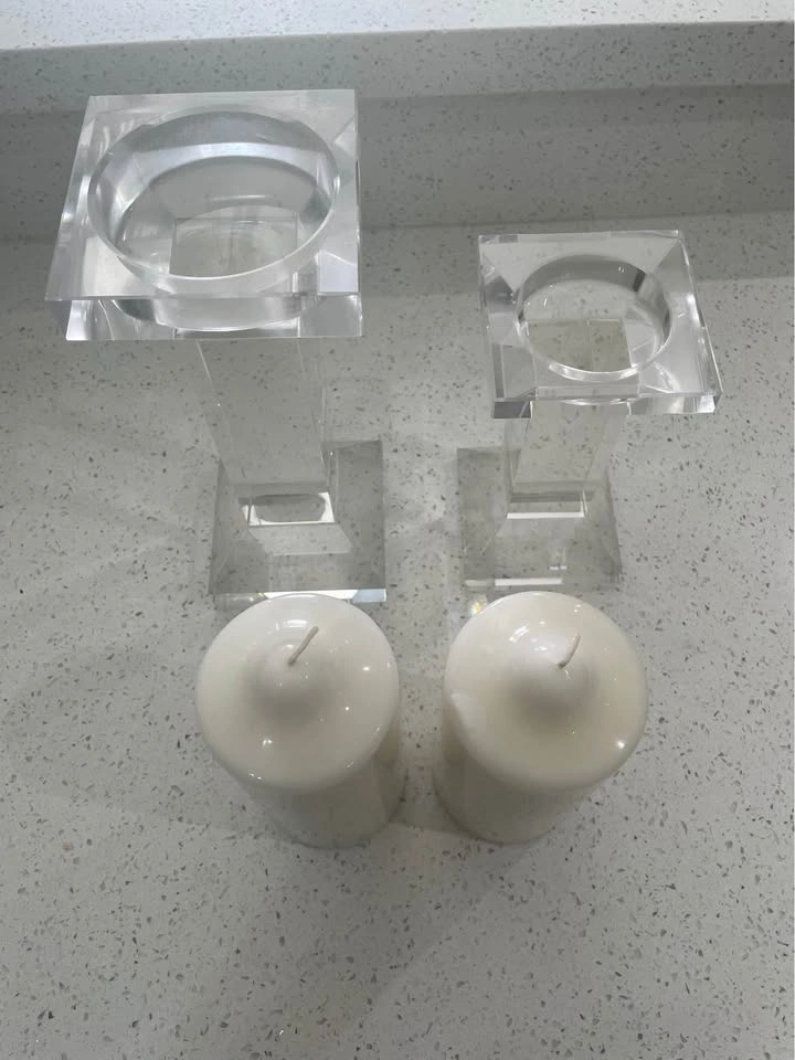 Clear Acrylic Pillar Candle Holders Set of 2 - photo 4