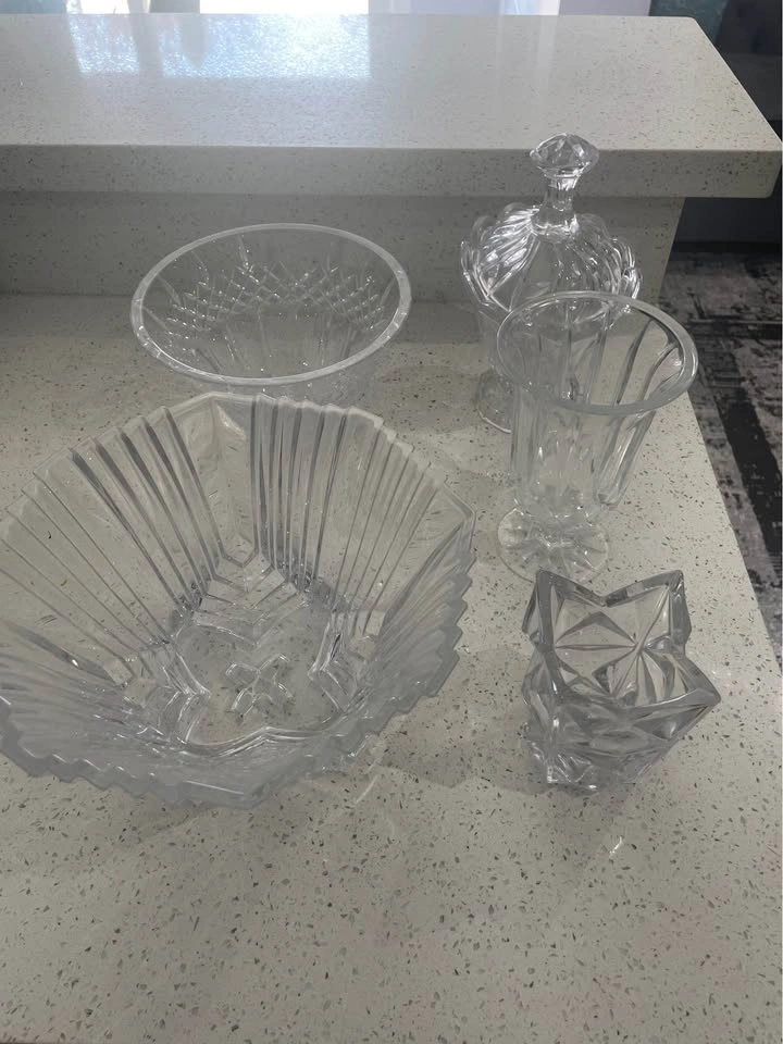 Clear Cut Glass Bowls & Dishes Set - photo 2