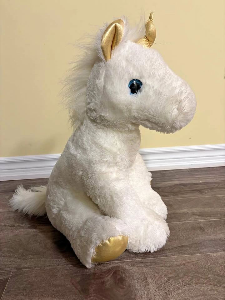 White Gold Unicorn Plush Toy 23in