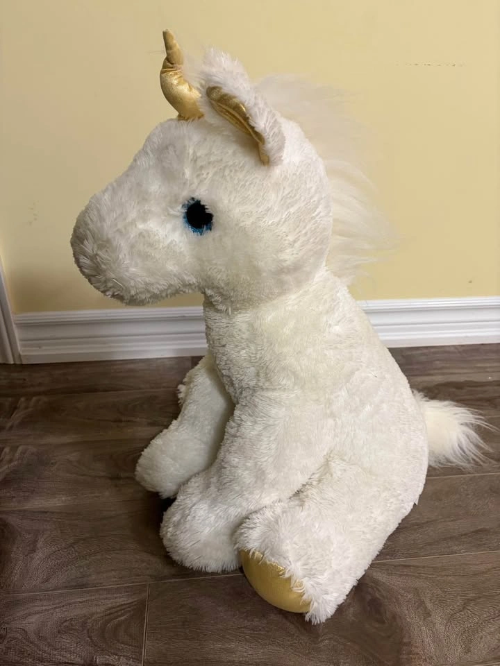 White Gold Unicorn Plush Toy 23in - photo 3