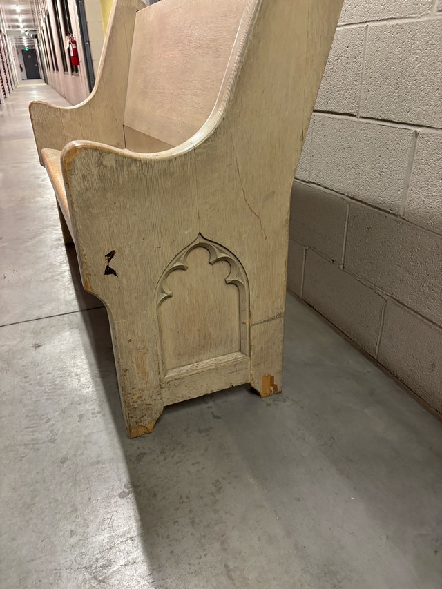 Vintage Gothic Church Pew / Solid Oak Chapel Bench - photo 2