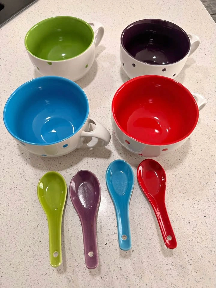 Soup Bowls Set with Matching Spoons