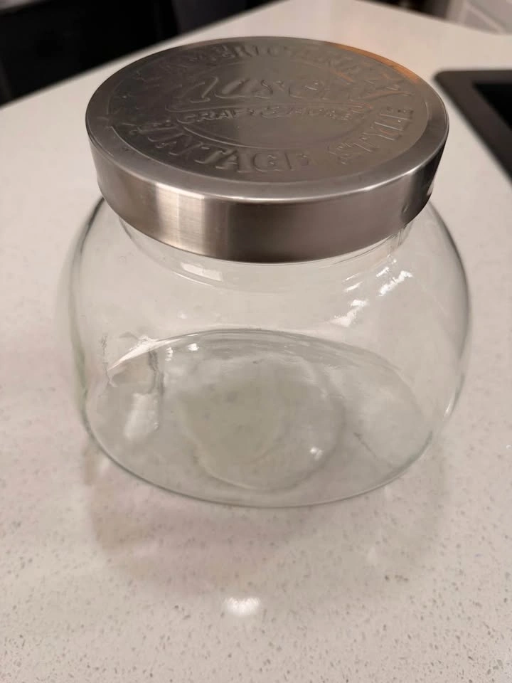 3 Glass Storage Containers with Metal Lids - photo 2