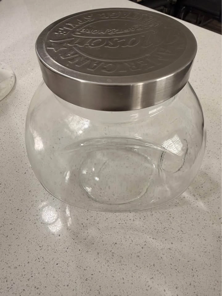 3 Glass Storage Containers with Metal Lids - photo 3