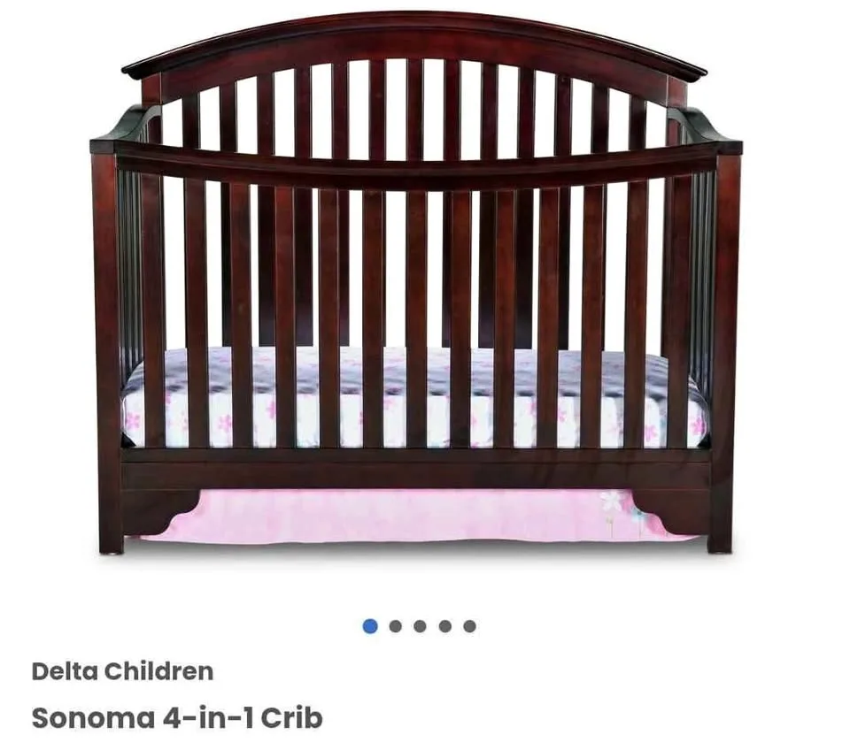 Delta 4-in-1 Sonoma Crib, Rails & Mattress - Great Cond! thumbnail