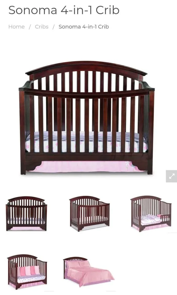 Delta 4-in-1 Sonoma Crib, Rails & Mattress - Great Cond! image indicator(3)