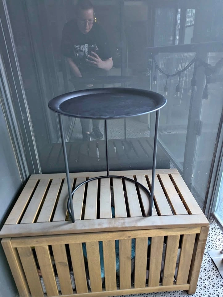 Black Metal Tray Side Table
