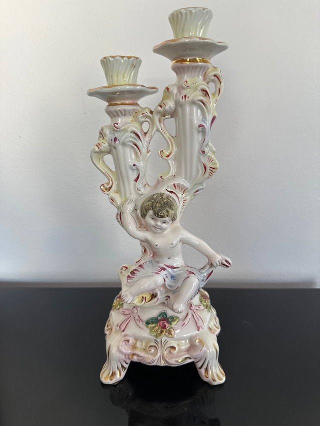 Capodimonte Porcelain Double-Light Candelabra