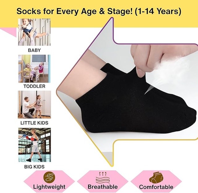 25-Pack Black & Grey Kids' Low Cut Socks - photo 3