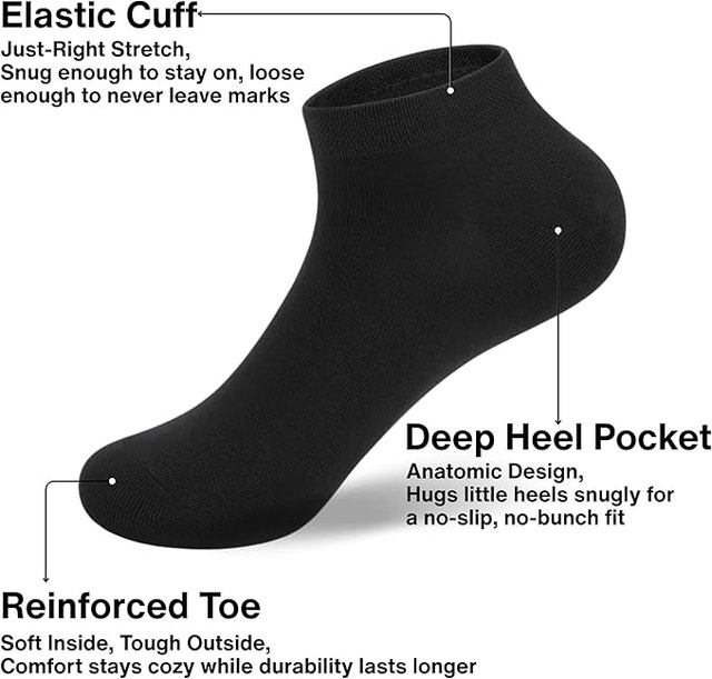 25-Pack Black & Grey Kids' Low Cut Socks - photo 4