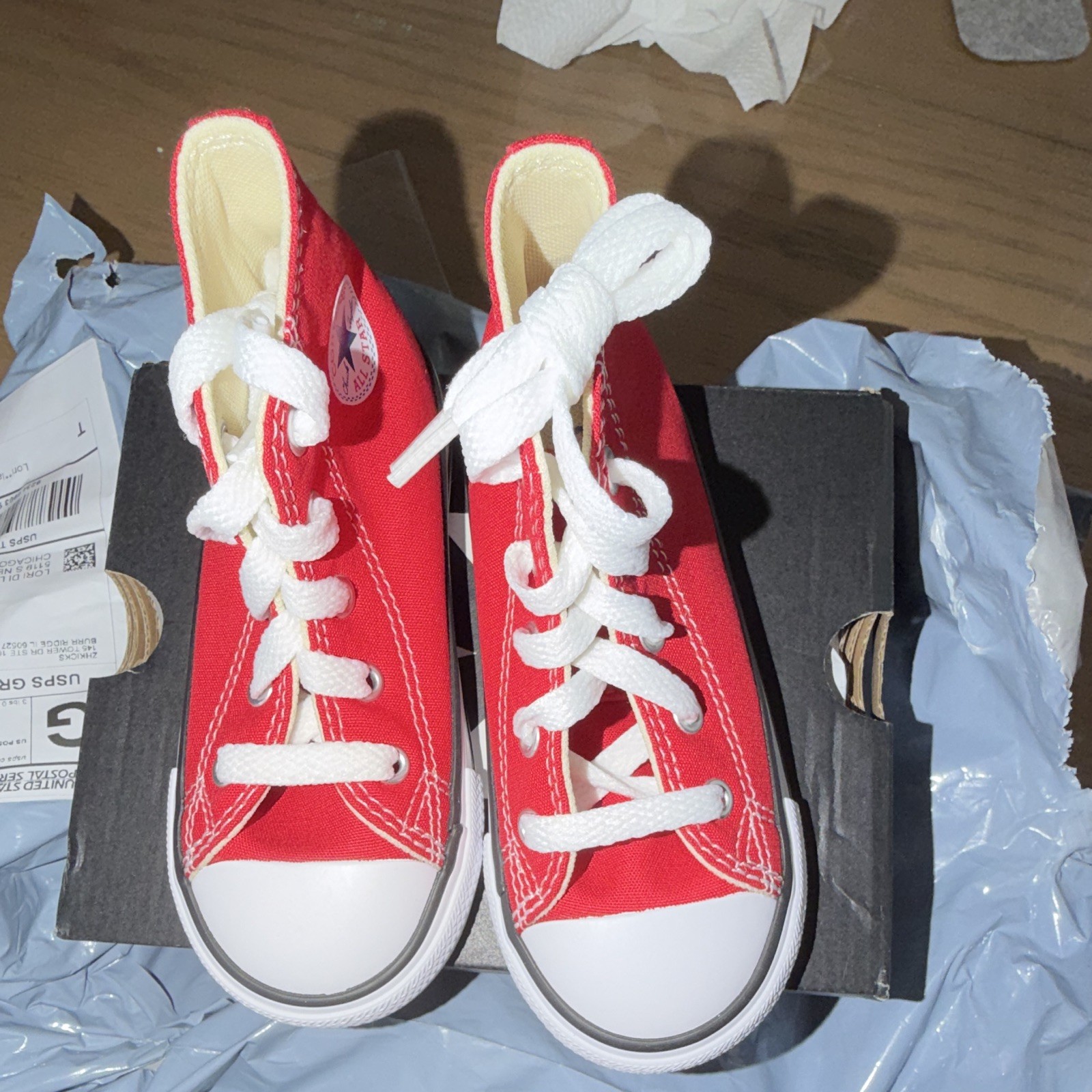 Converse All Star Red High Top Canvas Sneakers Unisex Kids US 8