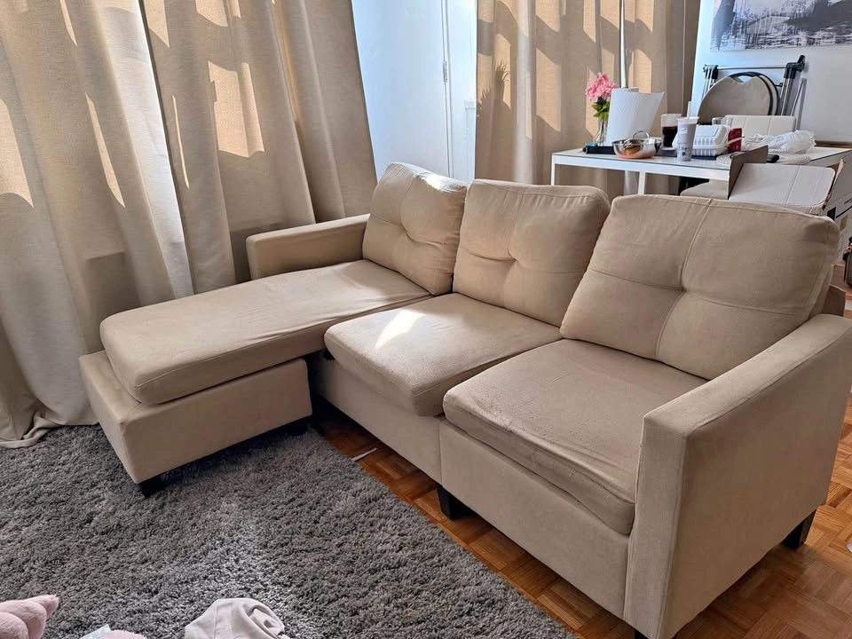Sofa Couch, C sectional Sofa 77” with Ottoman