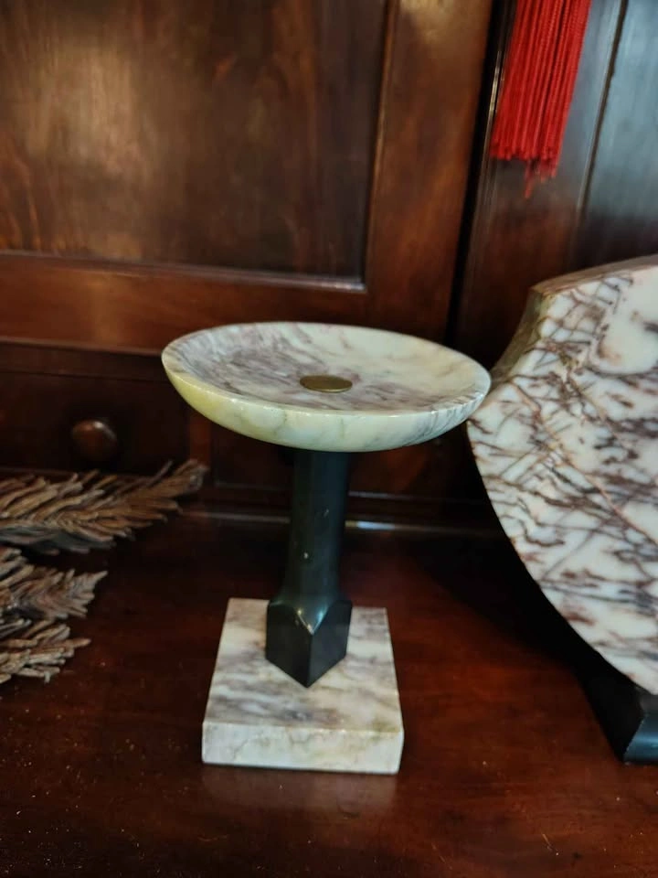 Art Deco Marble Clock with 2 Stands - photo 4