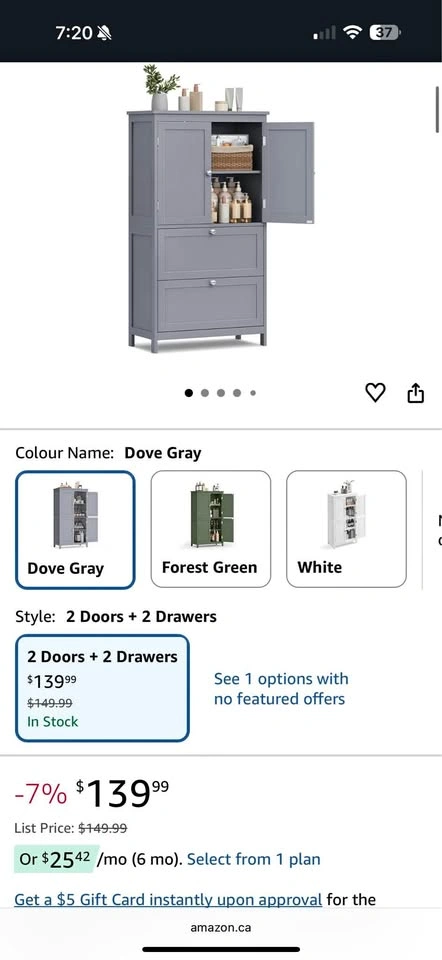 Dove Grey Entryway/Bathroom Storage Cabinet