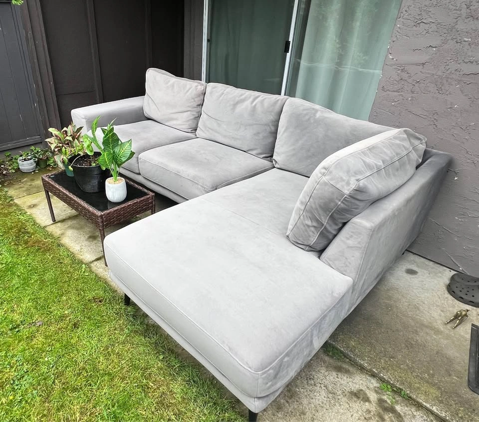 West Elm Grey Sectional Sofa Couch - photo 2