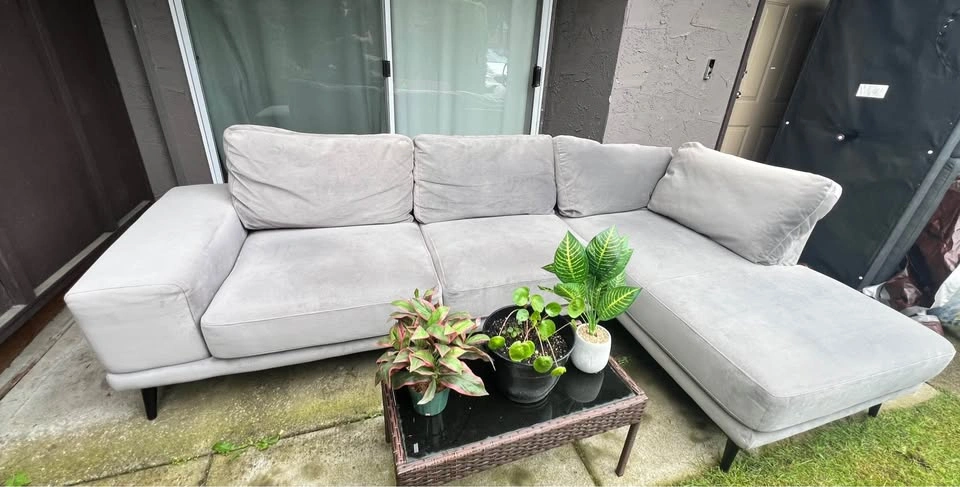 West Elm Grey Sectional Sofa Couch - photo 3