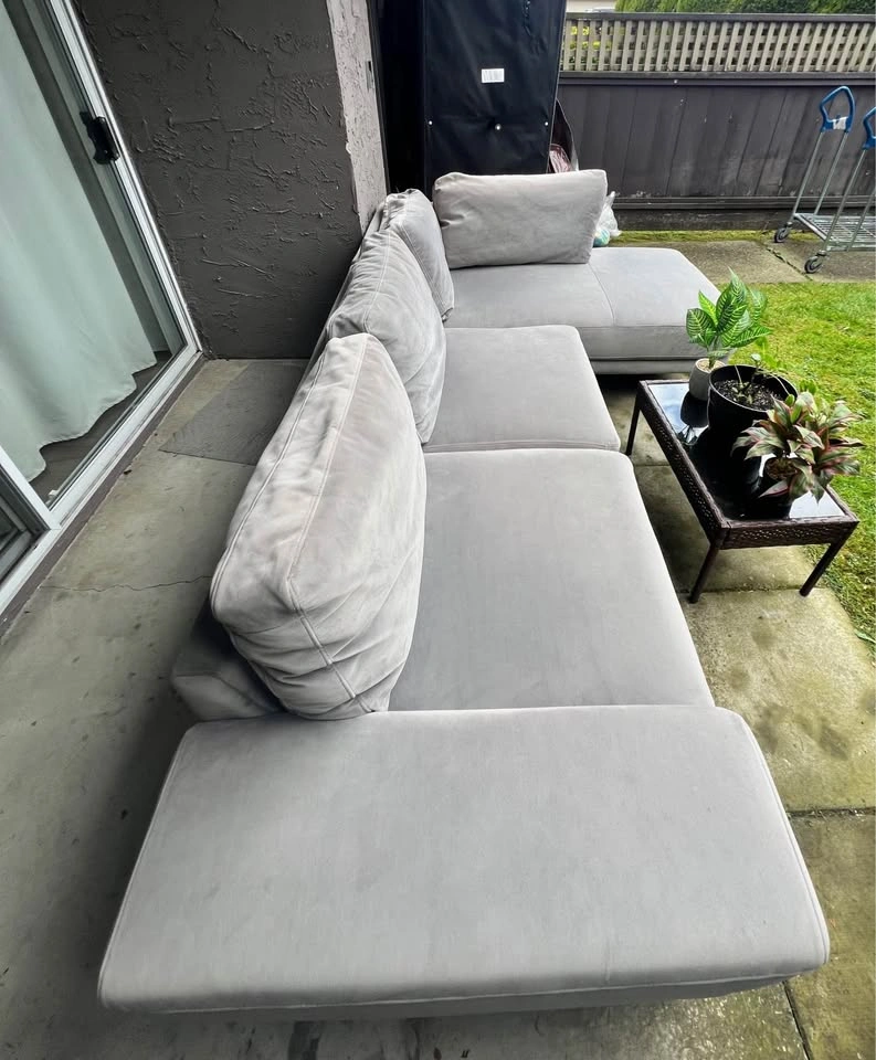 West Elm Grey Sectional Sofa Couch - photo 4