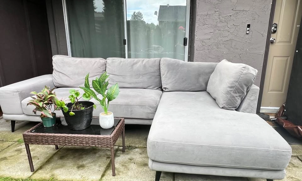 West Elm Grey Sectional Sofa Couch - photo 5