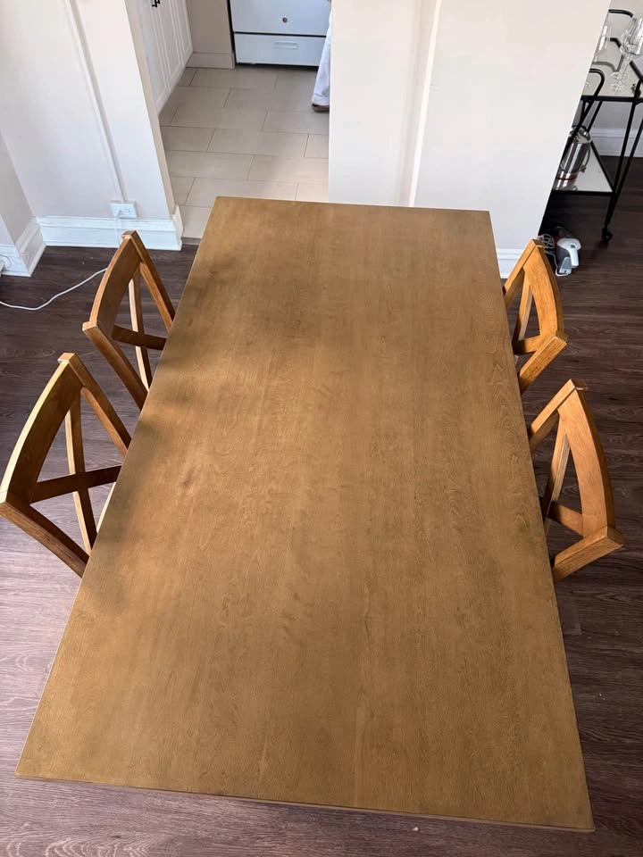 Wood Dining Table + 4 Wood Chairs - Walnut Finish - photo 2