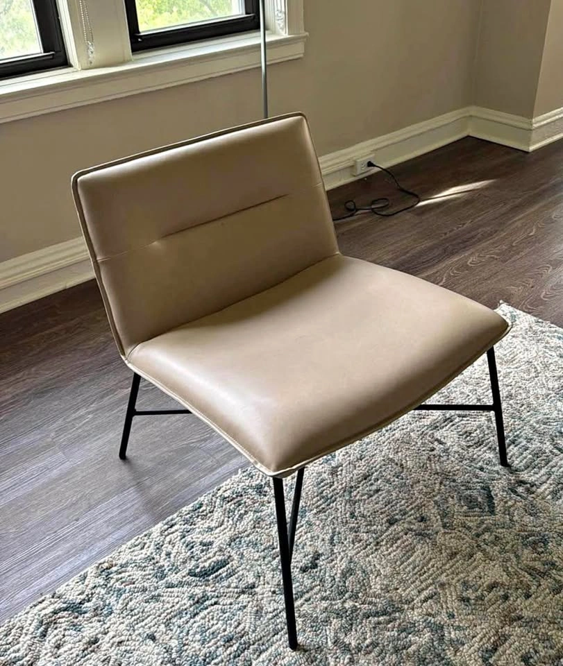 Set of 2 Taupe Leather Accent Chairs