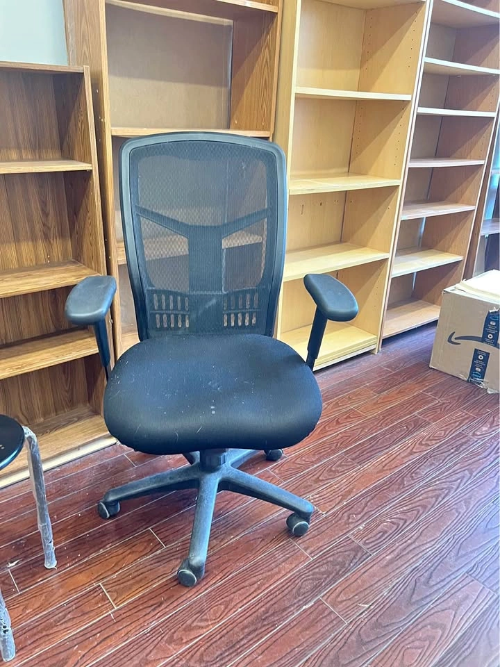 2 Black Office Chairs with Armrests