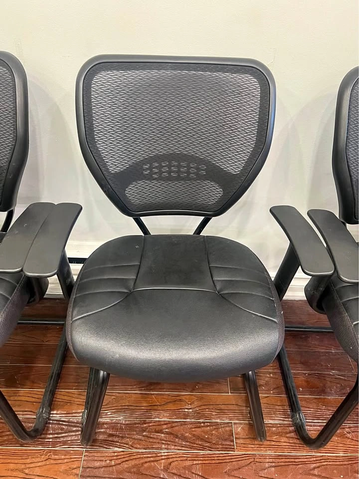 Black Leather Office Chairs - Set of 6