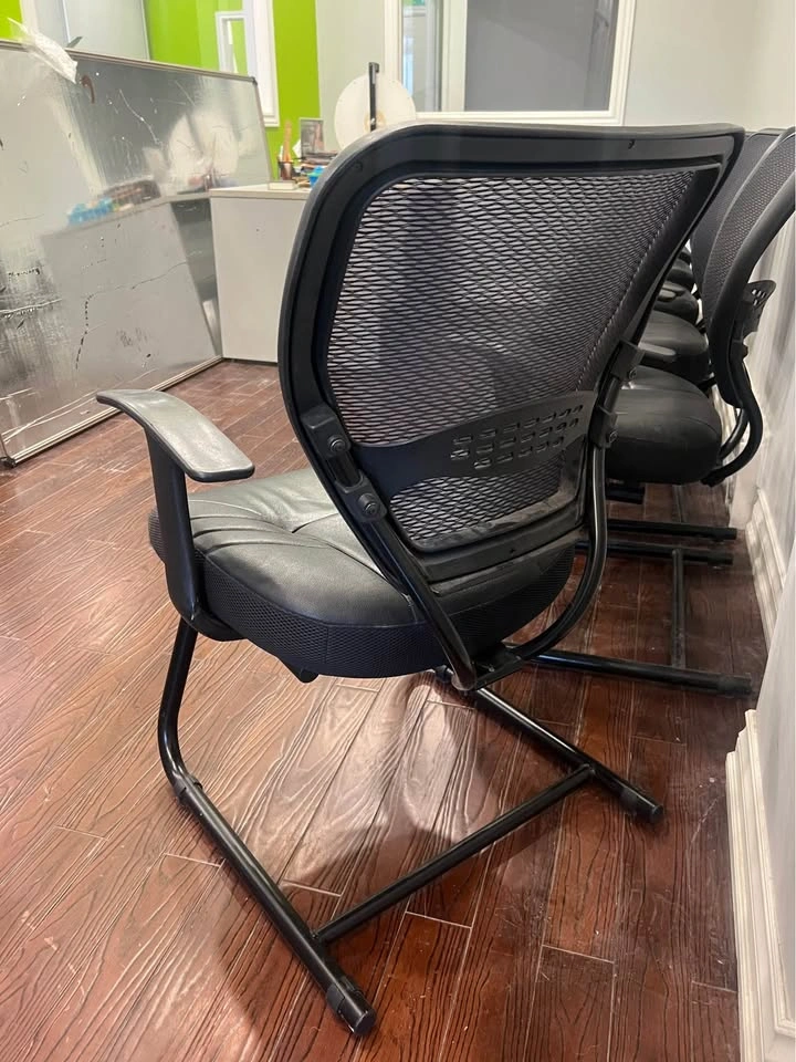Black Leather Office Chairs - Set of 6 - photo 2