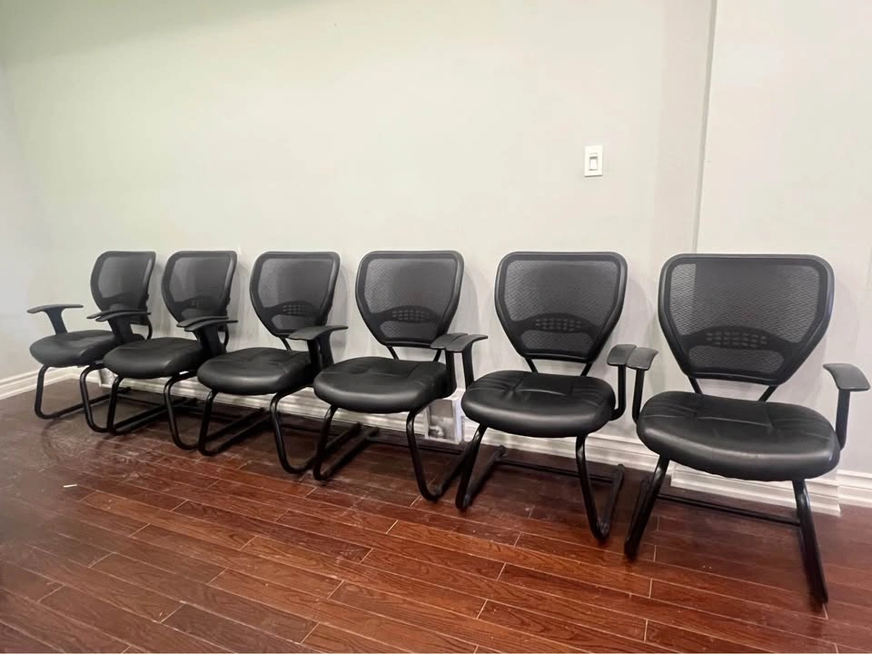 Black Leather Office Chairs - Set of 6 - photo 3