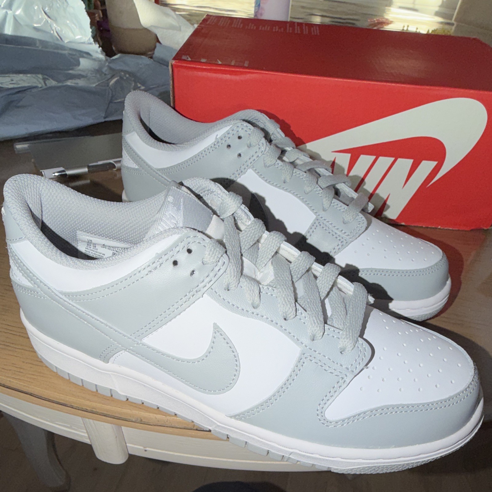 Nike Dunk Low GS White Smoke Grey Sneakers Size 7Y - photo 4