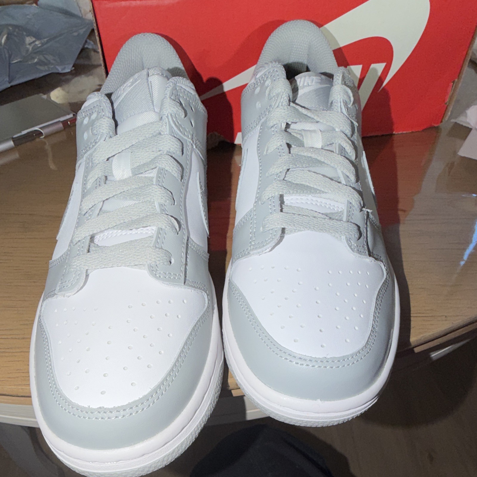 Nike Dunk Low GS White Smoke Grey Sneakers Size 7Y - photo 5