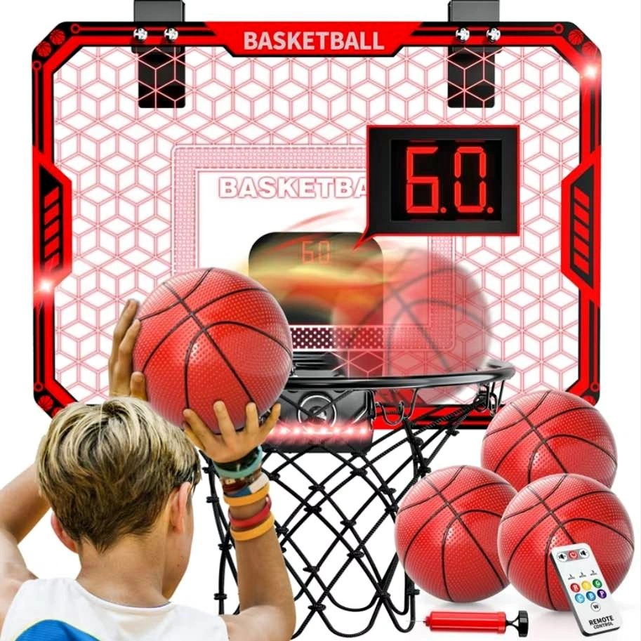 LED Mini Basketball Hoop Set – Score Counter + 4 Balls + Remote