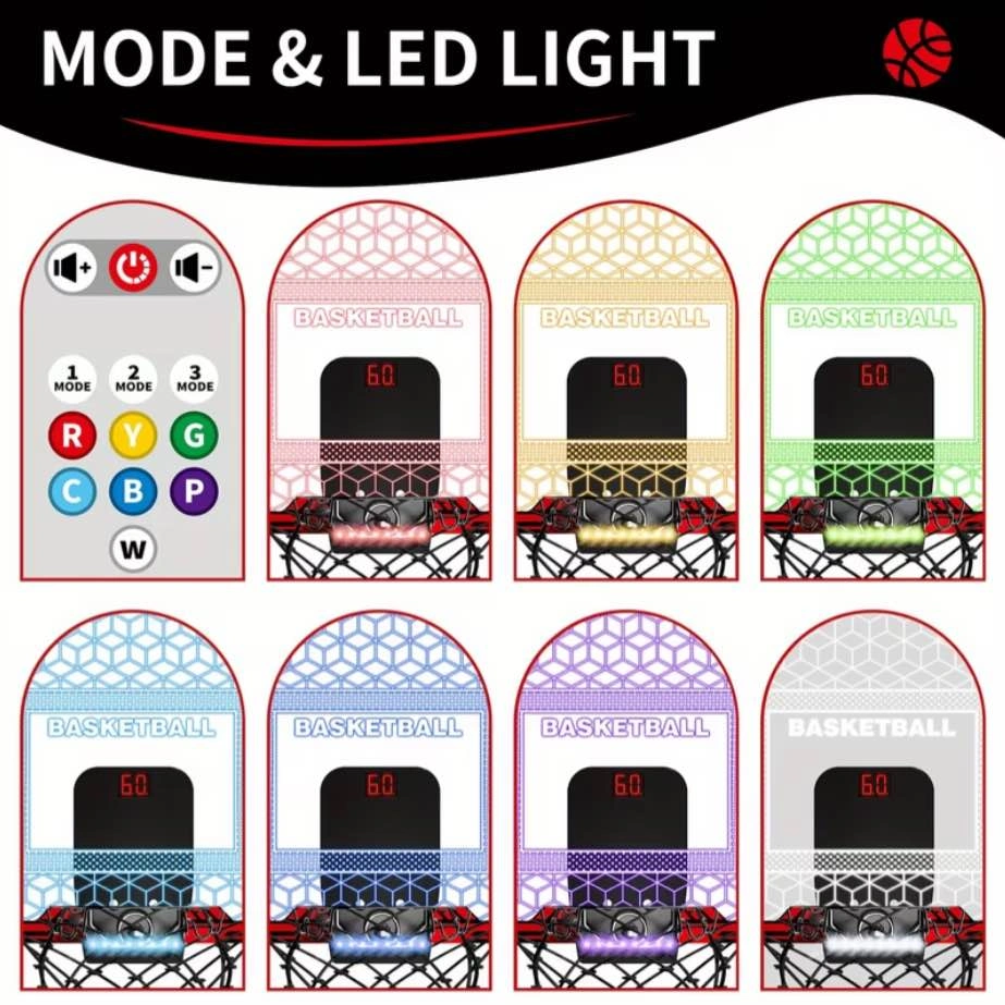 LED Mini Basketball Hoop Set – Score Counter + 4 Balls + Remote - photo 5