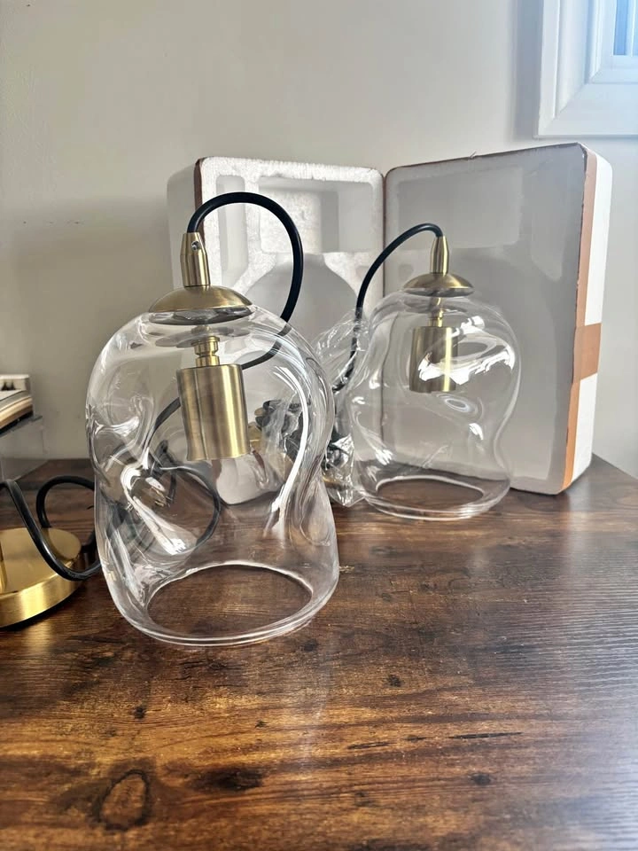 CASAMOTION Modern Glass Pendant Lights (2 Pack)