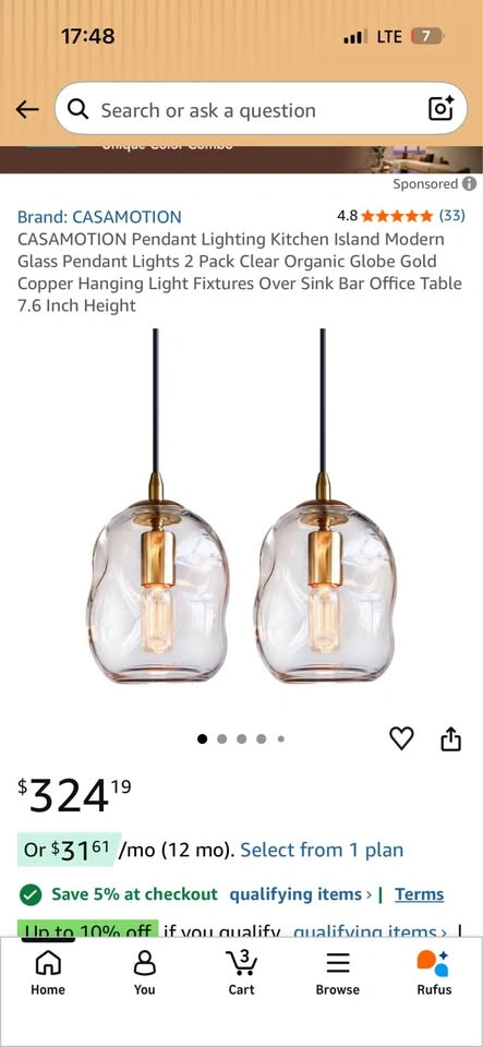 CASAMOTION Modern Glass Pendant Lights (2 Pack) - photo 5