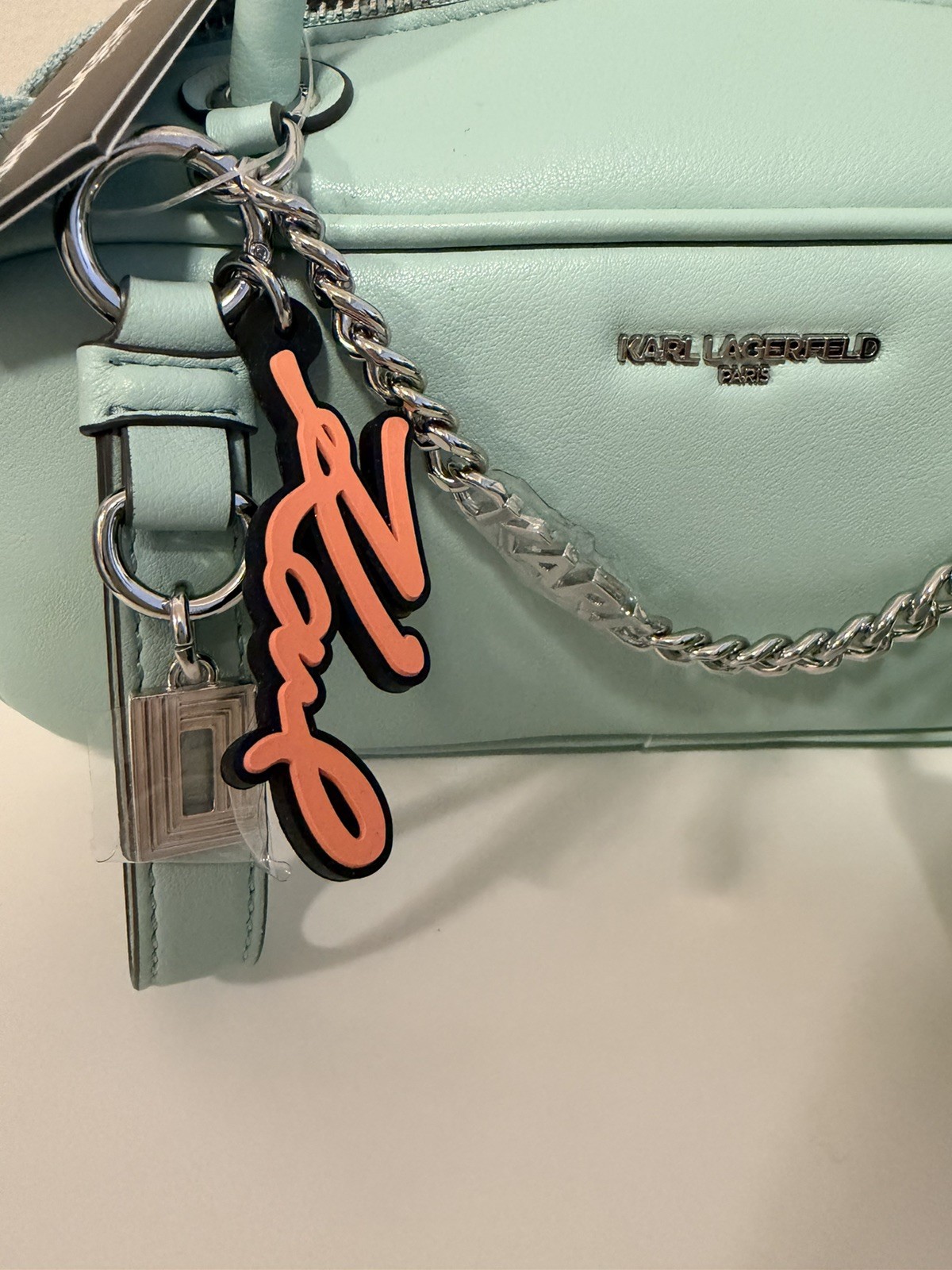 Karl Lagerfeld Mint Satchel Silver Chain Detachable Strap - photo 3