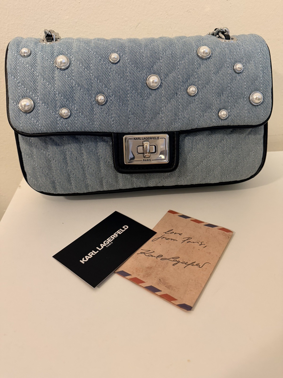 Karl Lagerfeld Paris Agyness Denim Shoulder Bag - NWT - photo 2