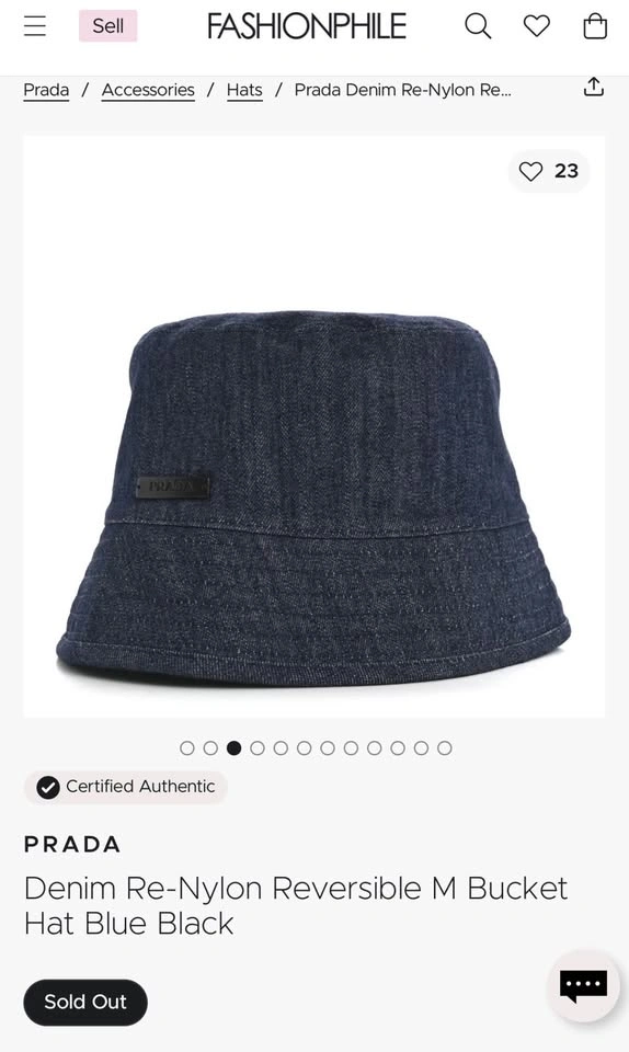 Prada Denim Re-Nylon Reversible M Bucket Hat Blue Black - photo 2