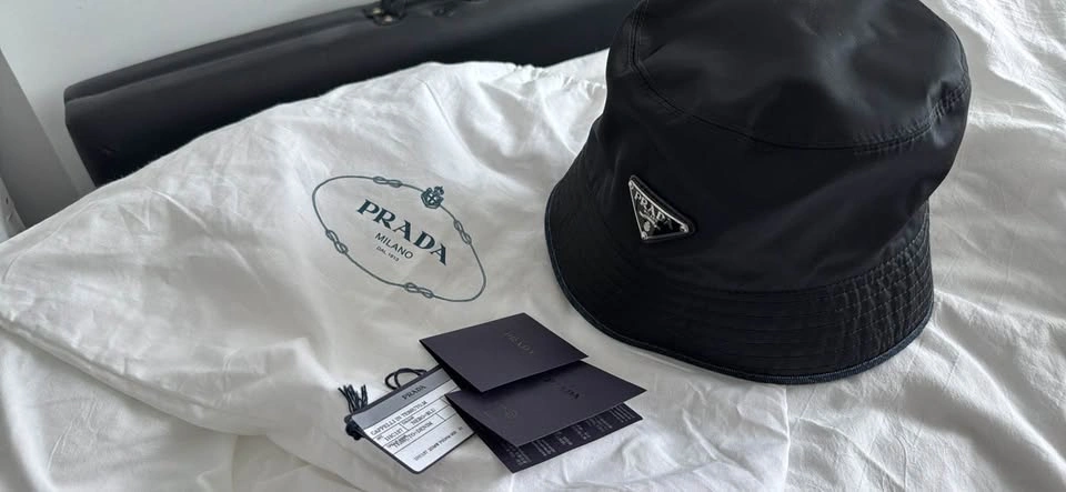 Prada Denim Re-Nylon Reversible M Bucket Hat Blue Black - photo 3