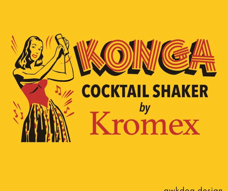 Kromex Vintage Cocktail Shaker Red Bakelite Handles Rare