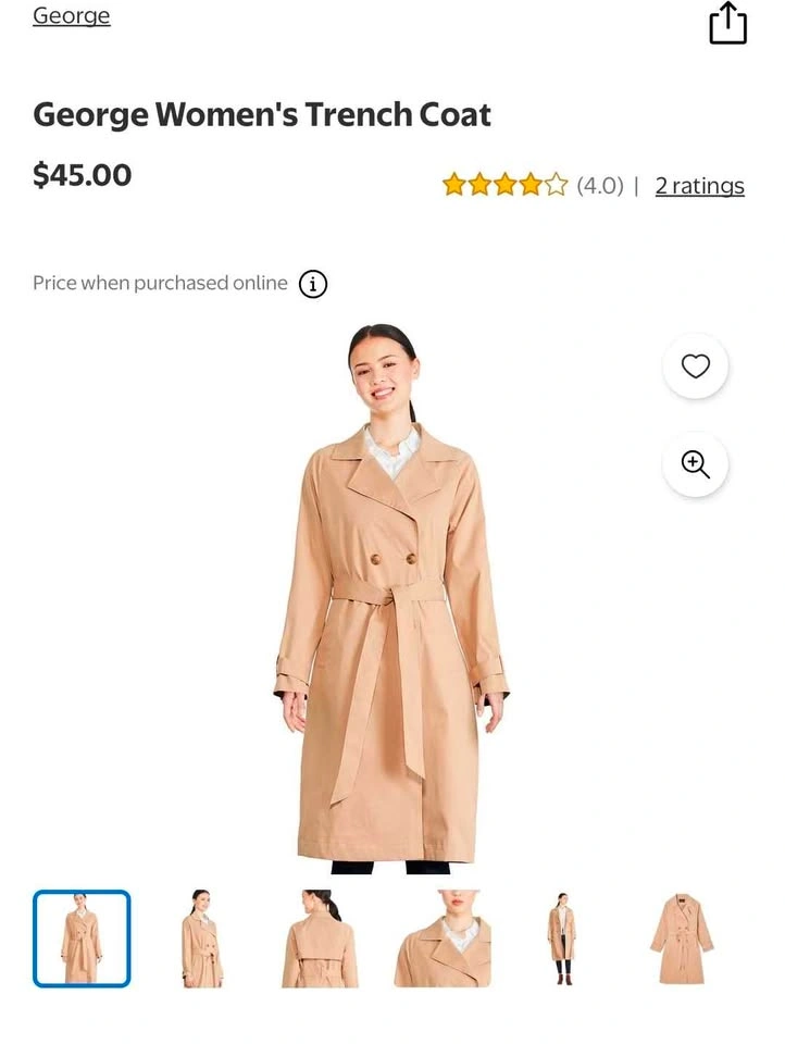 Brand New George Women’s Trench Coat – Size M - photo 4