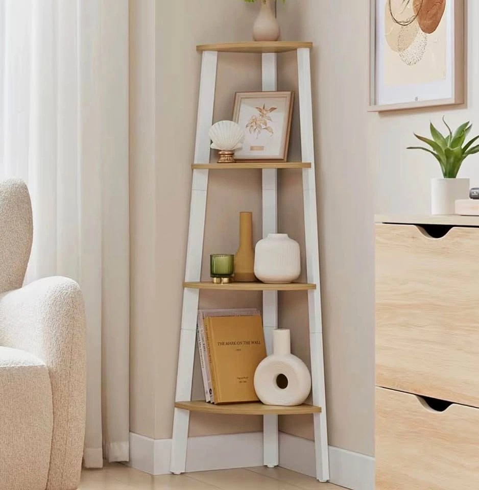 4 tier white corner shelf - new, still in box